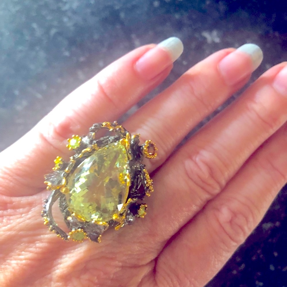 Prasiolite Green Amethyst Stunning Statement Ring